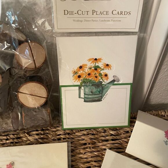 Pine Wood Place Setting Holders Caspari & Claudia Laub 1988 Die Cut Place Cards - Picture 5 of 16